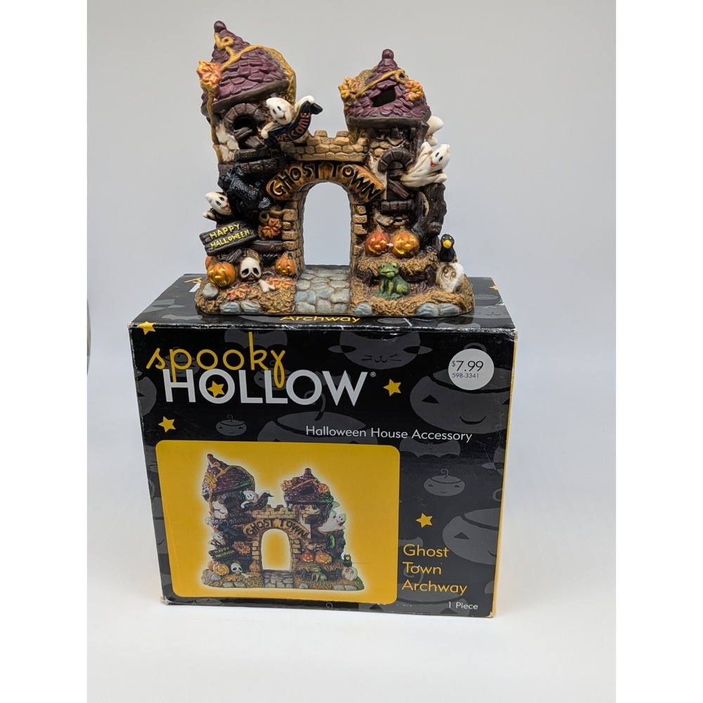 Vtg Spooky Hollow Ghost Town Archway Porcelain Halloween Village House Accessory